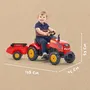 FALK 2046AB Tractor a Pedal X con Capota Abatible y Remolque Incluido para Niños de 2 a 5 Años