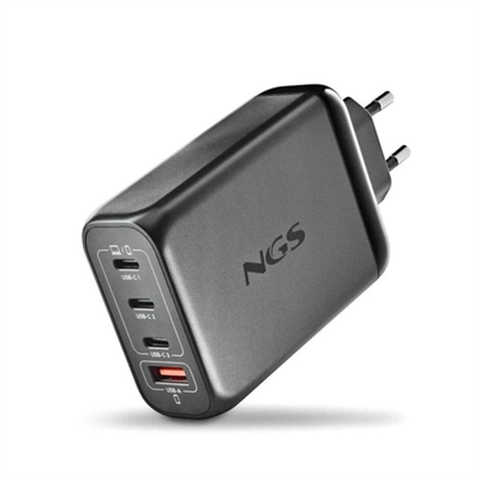 NGS Cargador de Pared GaN 140W con 4 Puertos (3x USB-C y 1x USB-A) - Negro NGS Cargador de Pared GaN 140W con 4 Puertos (3x USB-C y 1x USB-A) - Negro