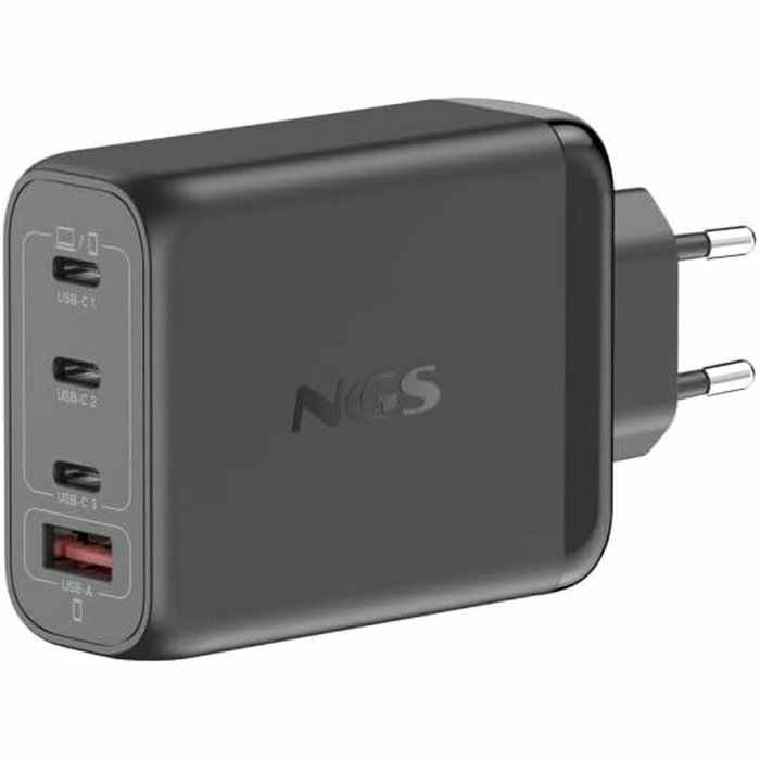 NGS Cargador de Pared GaN 140W con 4 Puertos (3x USB-C y 1x USB-A) - Negro NGS Cargador de Pared GaN 140W con 4 Puertos (3x USB-C y 1x USB-A) - Negro