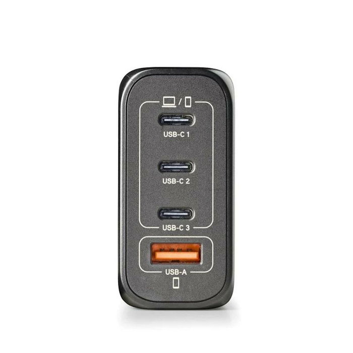 NGS Cargador de Pared GaN 140W con 4 Puertos (3x USB-C y 1x USB-A) - Negro NGS Cargador de Pared GaN 140W con 4 Puertos (3x USB-C y 1x USB-A) - Negro