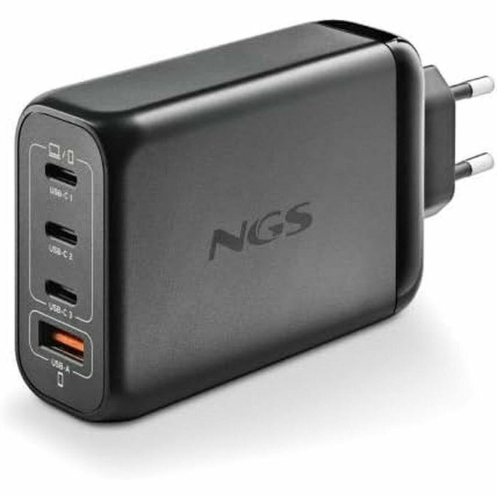 NGS Cargador de Pared GaN 140W con 4 Puertos (3x USB-C y 1x USB-A) - Negro NGS Cargador de Pared GaN 140W con 4 Puertos (3x USB-C y 1x USB-A) - Negro