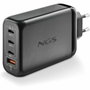 NGS Cargador de Pared GaN 140W con 4 Puertos (3x USB-C y 1x USB-A) - Negro