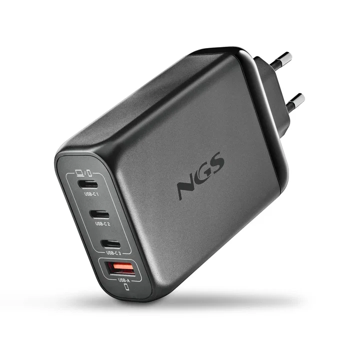 NGS BUD140W Cargador de Pared 140W con 4 Puertos (3 USB-C, 1 USB-A) NGS BUD140W Cargador de Pared 140W con 4 Puertos (3 USB-C, 1 USB-A)