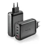 Ngs BUD Cargador Pared GaN 140W Ultra Rápido con 4 Puertos (3 USB-C PD3.1 PPS + 1 USB-A QC3.0), Negro, Universal, para Portátil, Tablet y Smartphone