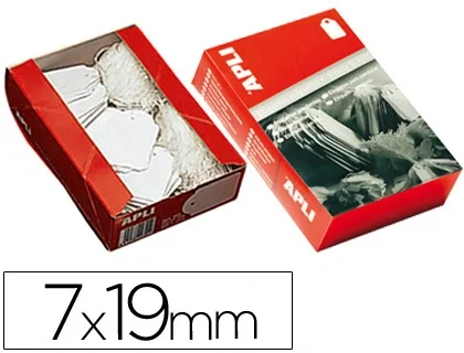 Apli Etiquetas Colgantes con Hilo 7x19mm Blanco (Caja de 1000 unidades)