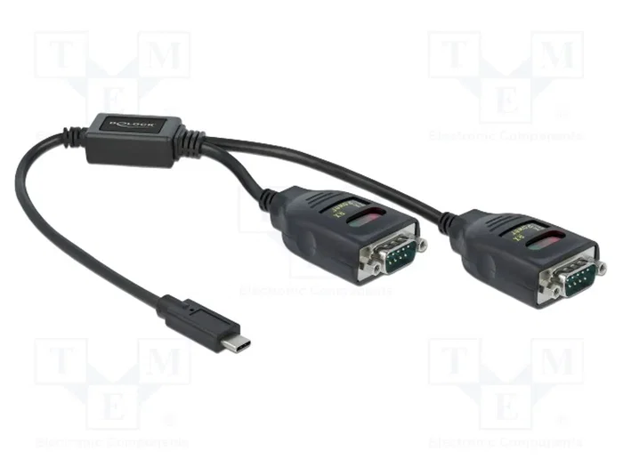DeLOCK Adaptador USB Type-C a 2 x Serial RS-232 DB9 con protección ESD de 15 kV