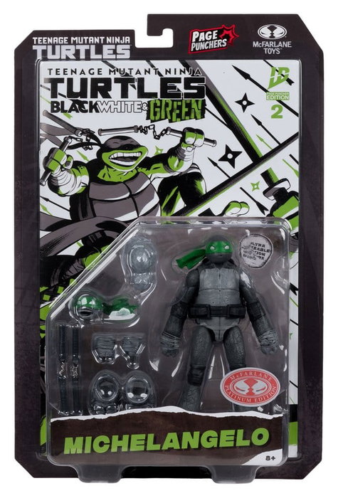 Las Tortugas Ninja Page Punchers Figura Michelangelo (Black White & Green) (Red Platinum Edition) 13 cm