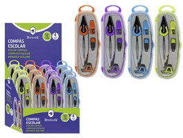 Bismark Compás Fosfo 4 Colores 325775 - Pack 12 Unidades, Multicolor, Lápiz Incluido