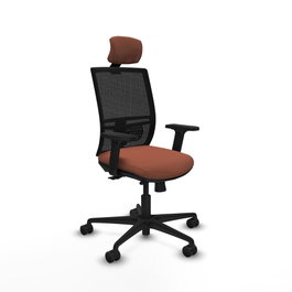PIQUERAS Y CRESPO Silla de oficina Yunquera con mecanismo Sincro/Traslack, Marrón y Negro