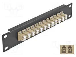 DeLOCK Panel de conexión de fibra óptica 10″ 12 puertos LC Duplex beige/negro 1U