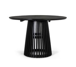 GINER Y COLOMER Mesa de Comedor Redonda Madera Mindi Base Rejilla Estilo Contemporáneo Wengué 120 cm de Diámetro