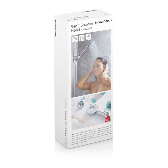 Innovagoods Mango de Ducha Doble con Dispensador 3 en 1 Xawara con Depósito para Gel y 2 Modos de Salida de Agua