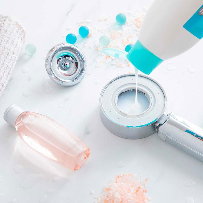 Innovagoods Mango de Ducha Doble con Dispensador 3 en 1 Xawara con Depósito para Gel y 2 Modos de Salida de Agua