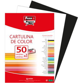 FIXO Paquete de 50 Cartulinas A3 Negro 180g