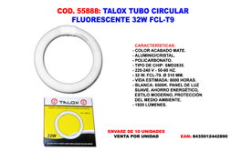 TALOX Tubo Circular Fluorescente 32 W FCL-T9 1920 Lume Ø310 mm