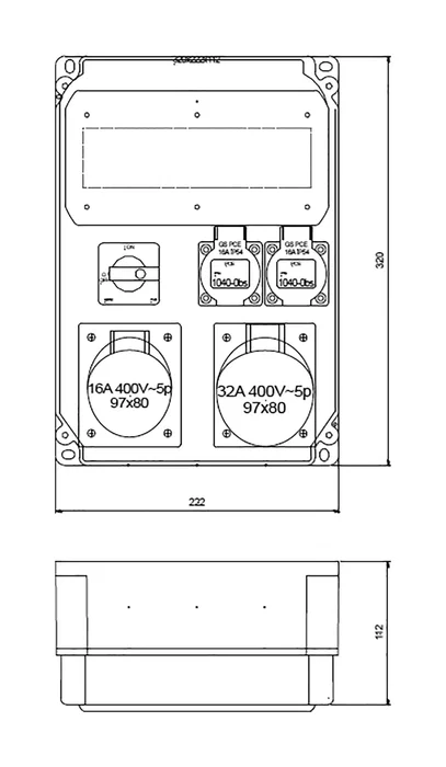 PCE Cuadro de distribución IP54 de 10 módulos para pared