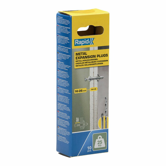 Rapid Taco de expansión metálico ø8 x 46 con tornillo M4 x 55, 10 unidades