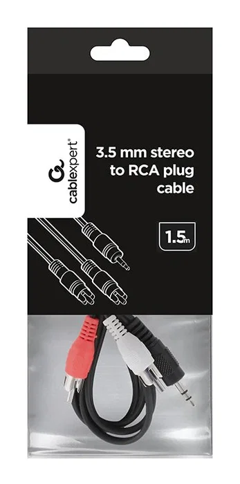 Gembird Cable de Audio Estéreo 3.5mm Macho a 2xRCA (RCA L/R) Macho 1.5m Negro, Rojo, Blanco - Garantía Vitalicia