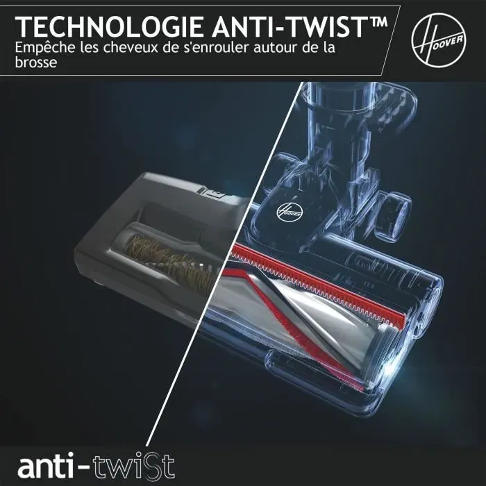 Hoover Aspirador Escoba Inalámbrico HF920H - 65 AW - 86 dBA - Pantalla LED - Rosa/Gris