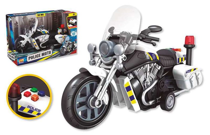 JugaToys Moto de fricción Policía con luces y sonidos