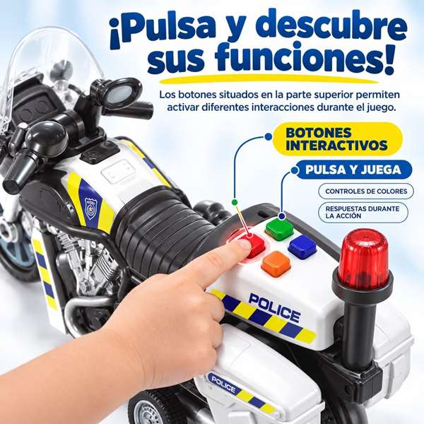 JugaToys Moto de fricción Policía con luces y sonidos