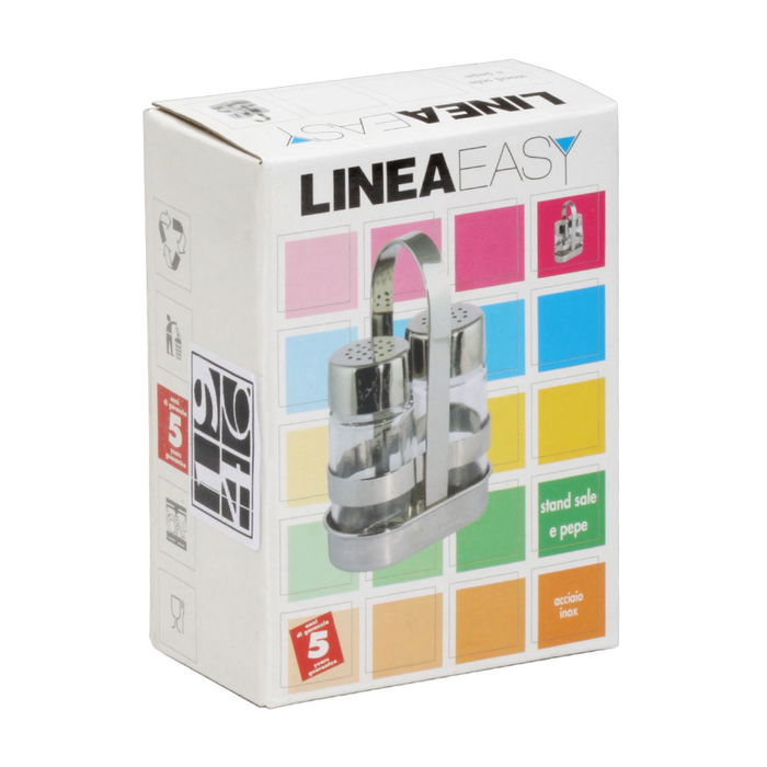 1946 Convoy Salero y Pimentero de Acero Inoxidable y Cristal con Soporte Colección Easy 1946 Convoy Salero y Pimentero de Acero Inoxidable y Cristal con Soporte Colección Easy