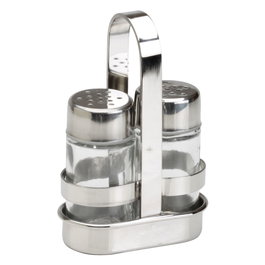 1946 Convoy Salero y Pimentero de Acero Inoxidable y Cristal con Soporte Colección Easy