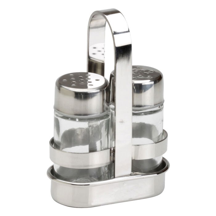 1946 Convoy Salero y Pimentero de Acero Inoxidable y Cristal con Soporte Colección Easy 1946 Convoy Salero y Pimentero de Acero Inoxidable y Cristal con Soporte Colección Easy