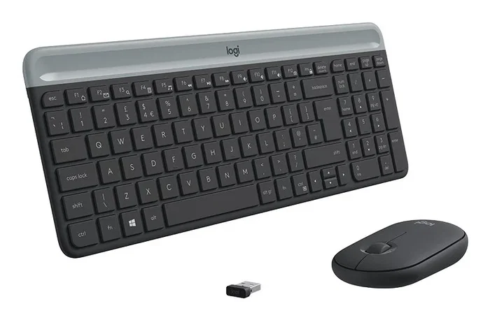 Logitech MK470 Slim Wireless Combo 920-009190 - Juego de Teclado y Ratón Inalámbrico 2.4 GHz, AZERTY Francés, Formato Completo 100%, Grafito