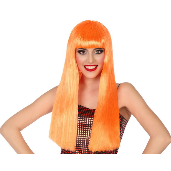 Atosa Peluca Larga Lisa Naranja Con Flequillo de 60 cm Atosa Peluca Larga Lisa Naranja Con Flequillo de 60 cm