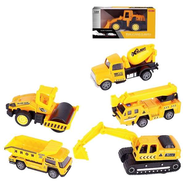 Juinsa Vehículos Obras Públicas Metal Retrofricción 8 Cm Escala 1:64 - Modelos surtidos