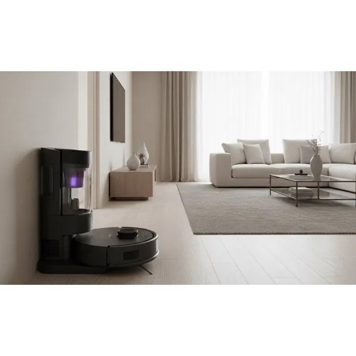Eziclean Robot Aspirador y Fregona AirFlow MAX con Tecnología LiDAR y Base de Vaciado - 15000 Pa de Succión, 2L Depósito, 160 Min Autonomía - Negro