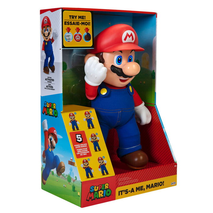 JAKKS PACIFIC Figura Interactiva Its A Me Mario Super Mario Nintendo en Inglés 36cm con Música y Frases