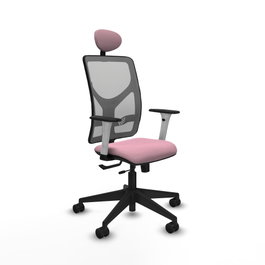 PIQUERAS Y CRESPO Silla de oficina Motilla con mecanismo Sincro/Traslack Rosa y Gris