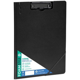 Carchivo Carpeta con Pinza Foam A4 Negra - Carpeta Extra Rígida de Polipropileno con Cierre de Goma y Pinza Metálica, Tamaño A4 (Set de 4 Unidades) (Set de 4)