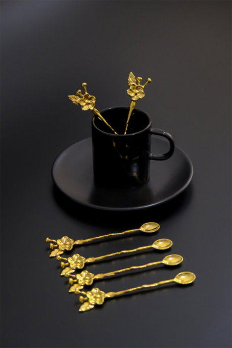 Hermia PLT0493 Juego de Cucharas 6 Piezas Zamak Dorado Elegante para Gastronomía y Ocasiones Especiales