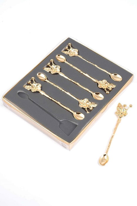 Hermia PLT0493 Juego de Cucharas 6 Piezas Zamak Dorado Elegante para Gastronomía y Ocasiones Especiales