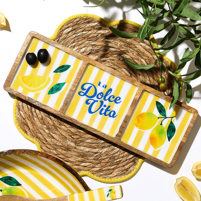 Home Deco Factory Bandeja de Mango, Colección Dolce Vita, Color Amarillo