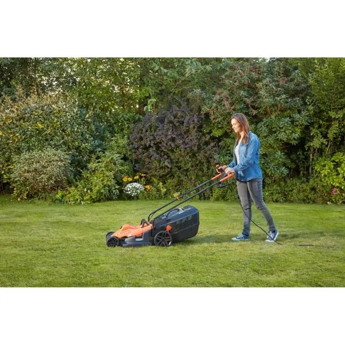 Black + Decker BEMW481BH Cortadora de Césped Eléctrica 1800W, 42cm de Ancho de Corte, Manillar Ergonómico, Color Negro