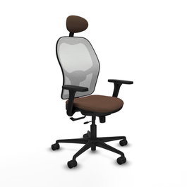 PIQUERAS Y CRESPO Silla de oficina Jorquera con mecanismo Sincro/Traslack, Marrón y Blanco