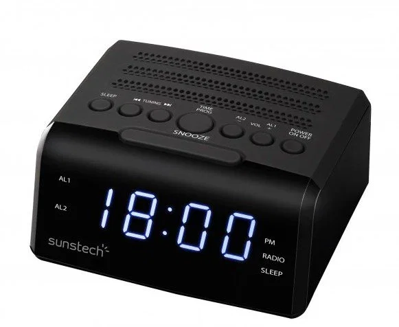 Sunstech FRD35U Radio Despertador Digital con USB y FM Negro
