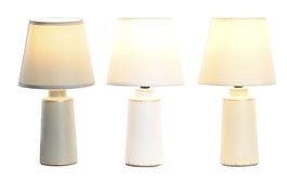 DKD Home Decor Lámpara de Sobremesa de Gres y Poliéster Surtido de 3 Unidades (Blanco, Gris, Beige) inevitable