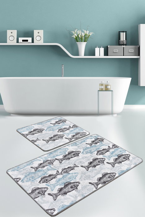 Mijölnir Aqua Fish Djt Juego de Alfombras de Baño de Lujo 100% Poliéster Suave Antibacterianas Base Antideslizante Lavables 2 Piezas Mijölnir Aqua Fish Djt Juego de Alfombras de Baño de Lujo 100% Poliéster Suave Antibacterianas Base Antideslizante Lavables 2 Piezas