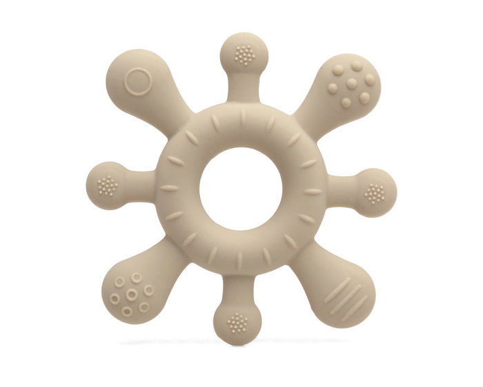 KioKids Mordedor Estrella de Silicona Beige para Bebés, Alivia la Dentición y Masajea Encías, Texturas, Sin BPA, Flexible +3 Meses