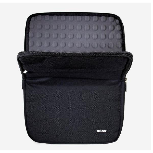 Nilox Funda Sleeve Acolchada para Tablet o Portátil Hasta 14.1" (35.8 cm), Negro, Poliéster, Compartimento Extra para Accesorios