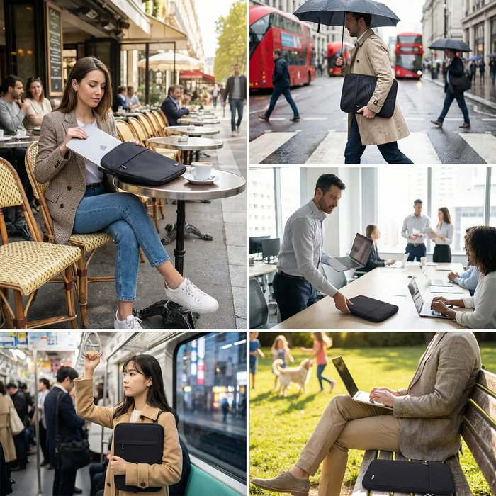 Nilox Funda Sleeve Acolchada para Tablet o Portátil Hasta 14.1" (35.8 cm), Negro, Poliéster, Compartimento Extra para Accesorios