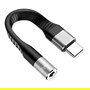 ROLINE 12.03.3241 Adaptador USB-C a Jack 3.5 mm Macho Hembra, Negro, Longitud de Cable 0.1 m