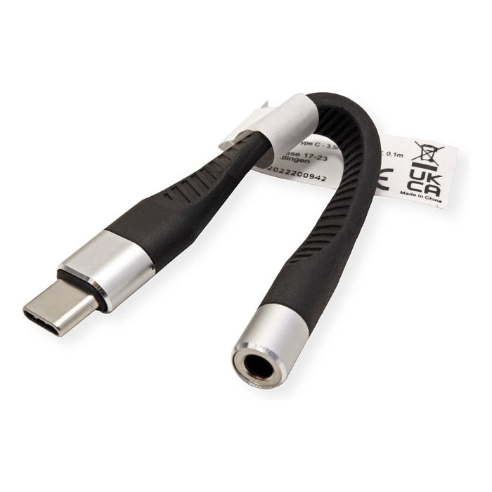 ROLINE 12.03.3241 Adaptador USB-C a Jack 3.5 mm Macho Hembra, Negro, Longitud de Cable 0.1 m ROLINE 12.03.3241 Adaptador USB-C a Jack 3.5 mm Macho Hembra, Negro, Longitud de Cable 0.1 m