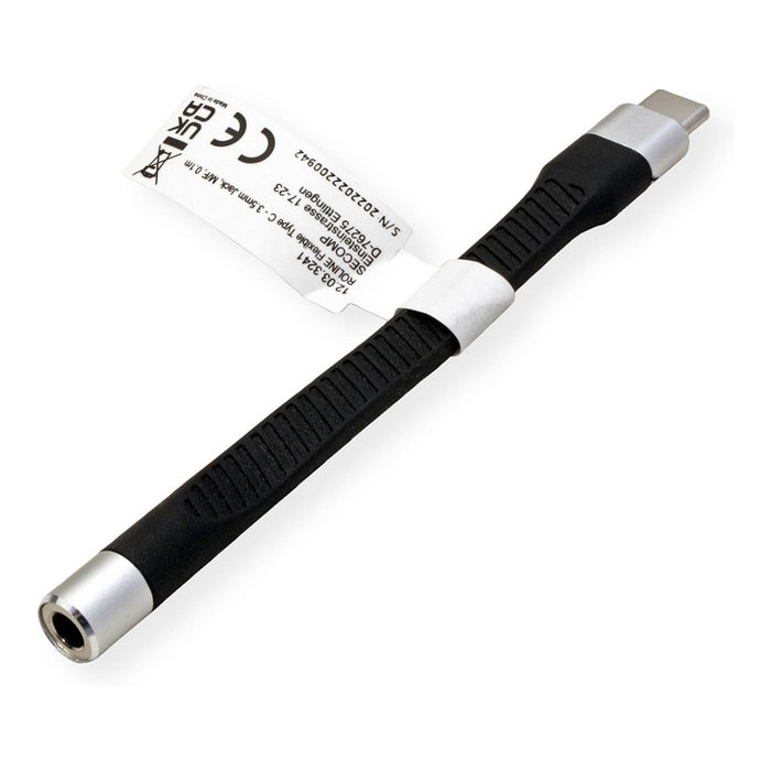 ROLINE 12.03.3241 Adaptador USB-C a Jack 3.5 mm Macho Hembra, Negro, Longitud de Cable 0.1 m ROLINE 12.03.3241 Adaptador USB-C a Jack 3.5 mm Macho Hembra, Negro, Longitud de Cable 0.1 m