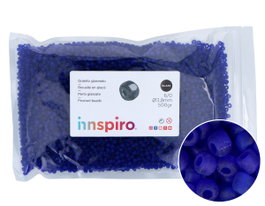 Innspiro Rocalla de vidrio redonda glaseado azul fuerte 3,8mm 500g